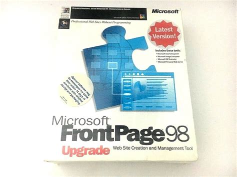 Microsoft Frontpage 98 Upgrade Vintage Website Creation Software 98