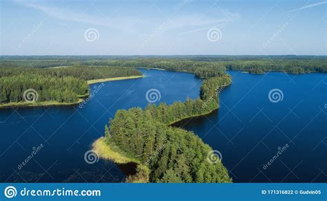 Summer Landscape Of Beautiful Lakes And Forest Aerial