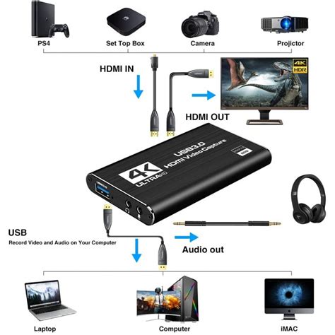 usb 3 0 to hdmi video capture card 4k 1080p 60fps game video record live streaming converter