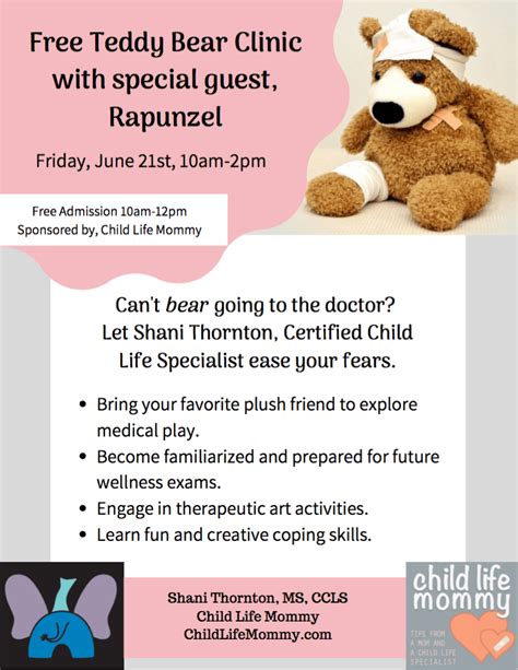 Upcoming Event Teddy Bear Clinic Child Life Mommy