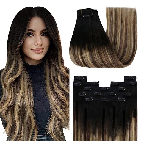 Youngsee Clip On Hair Extensions Ombre Black Clip In Hair