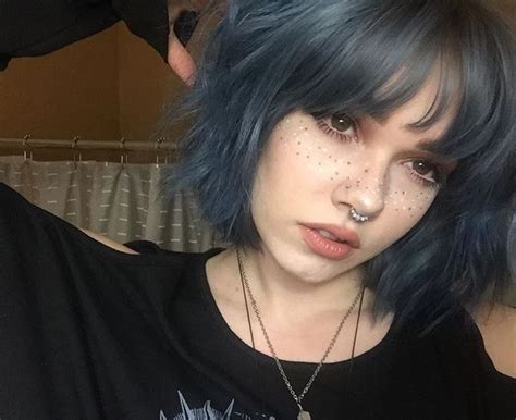 Short Blue Hair With Bangs In 2019 Short Hair Styles