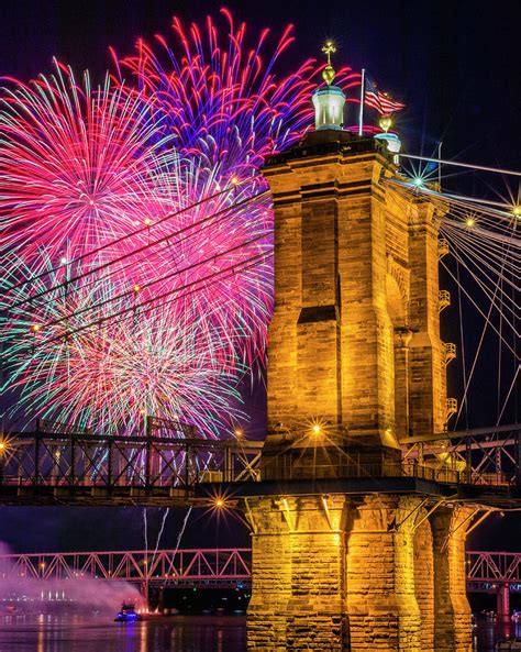 Roebling Bridge Fireworks Photograph By Scott Meyer Fine Art America