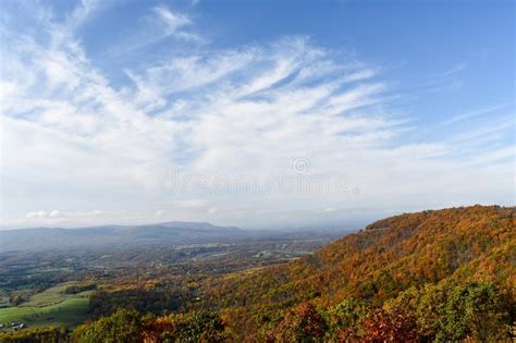 Aerial View Of Mountain Forests In Bright Autumn Colors Stock Image