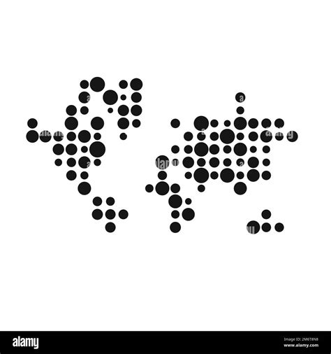 World Map Silhouette Pixelated Generative Pattern Illustration Stock