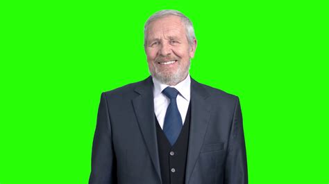 Elderly Businessman Laughing On Green Screen Stock Footage Sbv