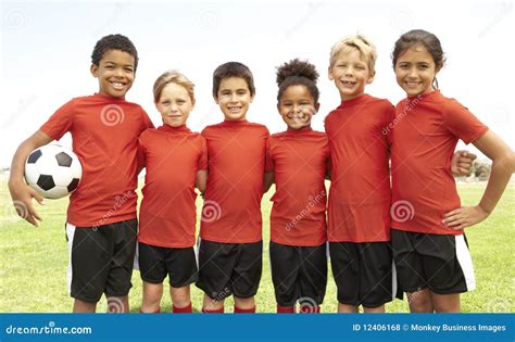Young Boys And Girls In Football Team Stock Photo Image Of Boys Team
