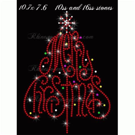 Merry Christmas Tree Rhinestone Template