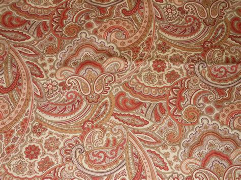 Orange And Yellow Paisley Fabric Remnant Home Dec Weight