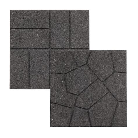 Rubberific 16 In X 16 In Gray Dual Sided Rubber Paver 9 Pack