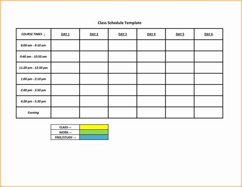 5 Day Calendar Template Class Schedule Template Schedule Template