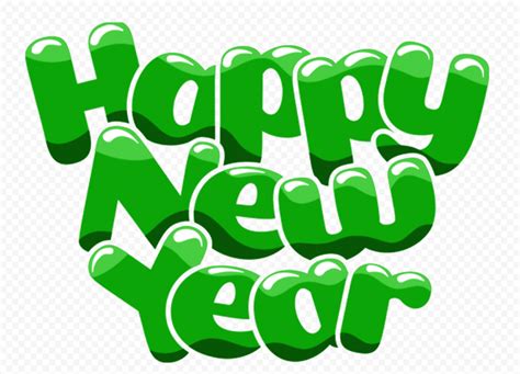 Green Cartoon Comic Happy New Year Text Png Citypng