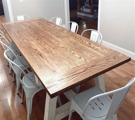 Two identical chairs are included in this set, each showcasing a charming farmhouse appearance. Farmhouse dining table, oak table, 8 person table ...