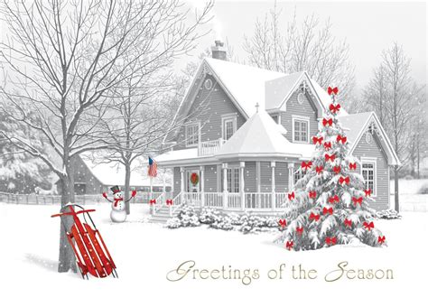 Red Sled In The Country Winter Scenes From Cardsdirect