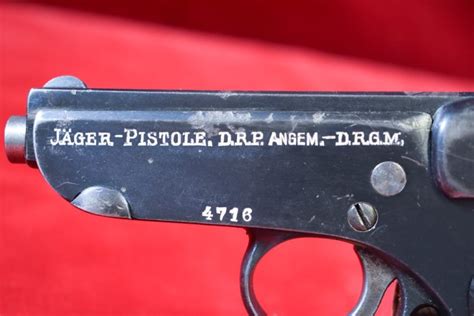 Sold Very Rare German Wwi Jager Pistol With Matching Magazine And Rare