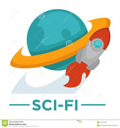 Movie Genre Sci Fi Cinema Vector Icon Of Space Rocket Globe Stock
