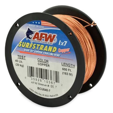 American Fishing Wire Surfstrand Copper 1x7 Bare Trolling Wire Copper
