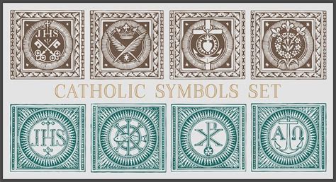 Premium Vector Catholic Symbols Vector Set Of 8 Vintage Engraving