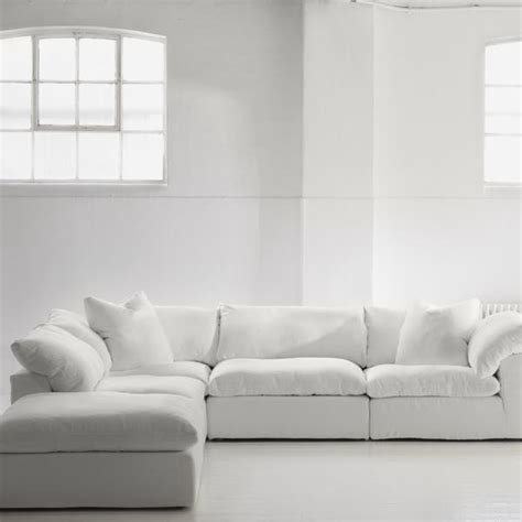 Truman Large Sectional Sofa In White Linen Andrew Martin