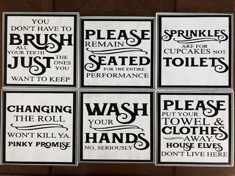 Set Of Funny Bathroom Signs Bathroom Humor Wall Art Etsy