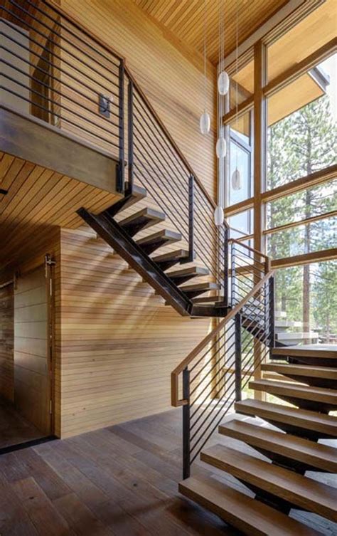 The Stairs Are Made Of Wood And Metal