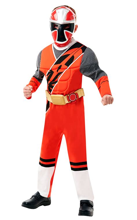 Power Ranger Ninja Steel Red Deluxe Boys Fancy Dress Costume Ebay
