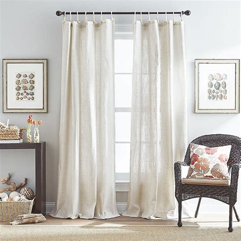 Seattle 84 Tie Tab Window Curtain Panel In Natural Living Room Decor