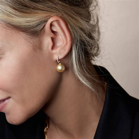 Ct Yellow Gold South Sea Golden Pearl Earring Drops Annoushka Uk