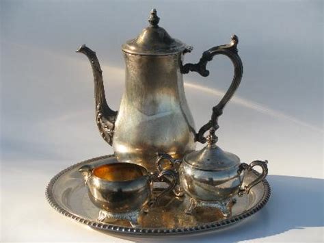 Vintage Wm Rogers Silver Plate Tea Or Coffee Set W Pot Tray Etc