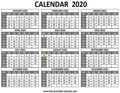Printable 12 Month 2020 Calendar Calendar For Planning