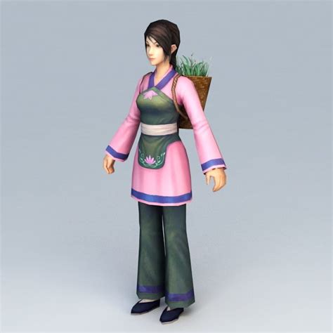 Ancient Chinese Peasant Girl Free 3d Model Max Vray Open3dmodel 113986