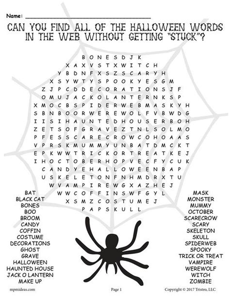 Spooktacular Halloween Word Search Answer Key Suggested And Clear