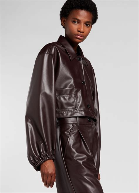 Faux Leather Cropped Jacket Opening Ceremony