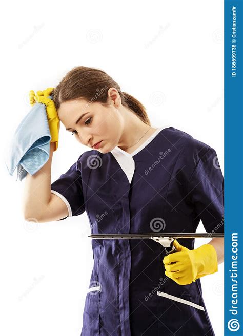 Cleaning Woman Feel Tired And Exhausted After Finish Cleaning The House