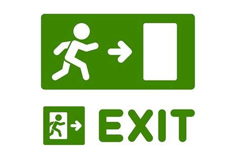 Green Emergency Exit Sign Set Emergency Exit Signs Exit Sign