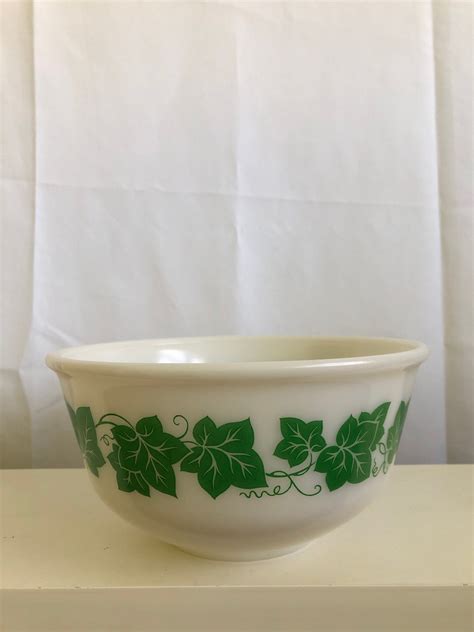 Hazel Atlas Green Ivy Pattern Mixing Bowl Set Etsy