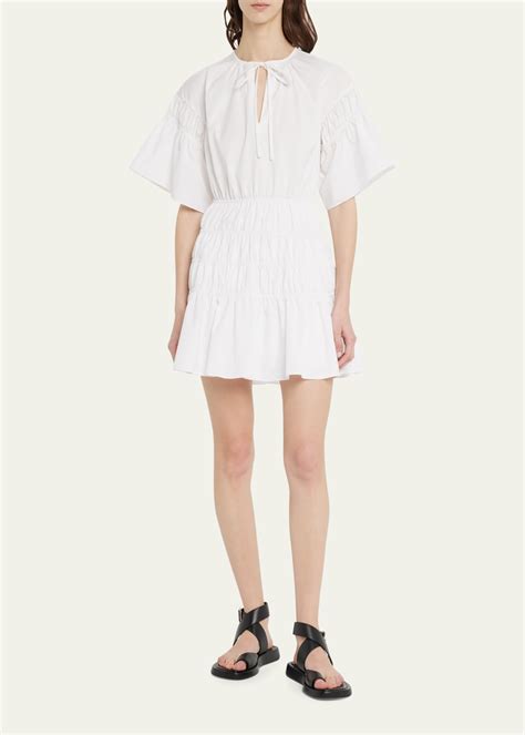 Jason Wu Shirred Wide-Sleeve Cutout Mini Dress - Bergdorf Goodman