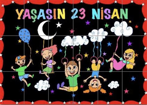 18 A4 Yaşasın 23 Nisan Siyah Pano Zehra Öğretmen Etkinlikler