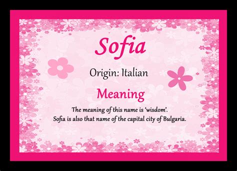 Sofia Personalised Name Meaning Placemat - The Card Zoo