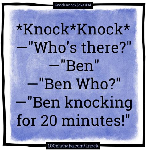 Knock Knock Jokesimages Ben Knocking For 20 Minutes