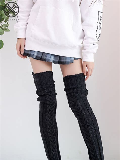 Luxtrada Women Winter Warm Knit Cable Long Socks Stockings Casual Wool Thigh High Over Knee High