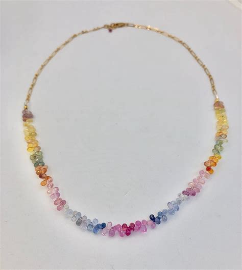 Rainbow Sapphire Necklace Dazzling Gemstones On Gold