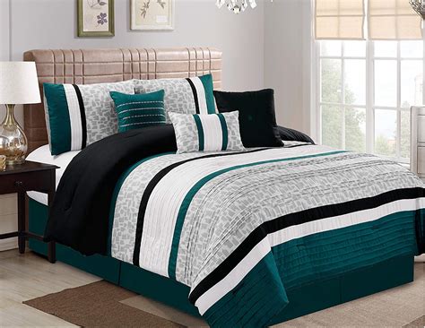 Find great deals on ebay for comforter bed sets queen. HGMart Bedding Comforter Set 7 Piece Luxury Striped ...