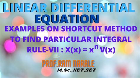 Linear Differential Equation Shortcut Method To Find Particular