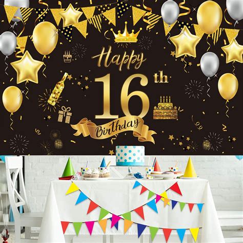 Buy Mocossmy Happy Th Birthday Background Banner Party Decoration Extra Large Black Gold Happy