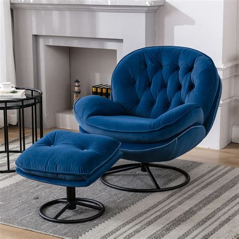 Buy Baysitone Accent Chair With Ottoman 360 Degree Swivel Velvet Accent Chair Lounge Armchair