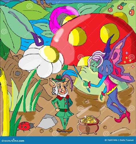 Leprechaun And Fairy Stock Illustration Illustration Of Fairy 76697496