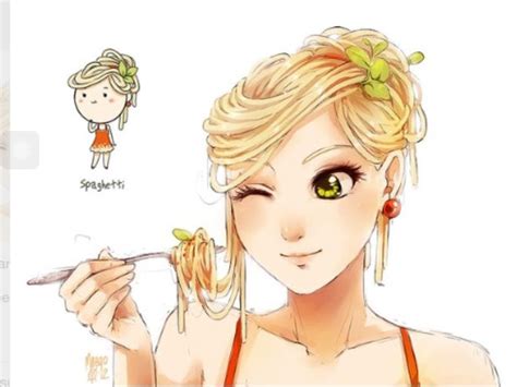 Spaghetti How Does She Eat Her Own Hair Oo Anime Food Girls