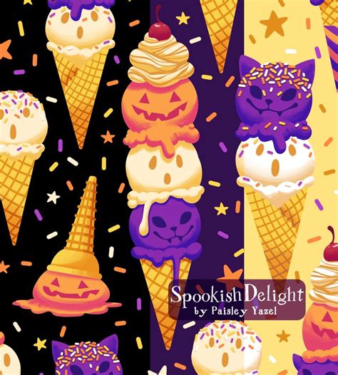 An Image Of Halloween Ice Creams And Spooky Delight Wallpaper Pattern Design