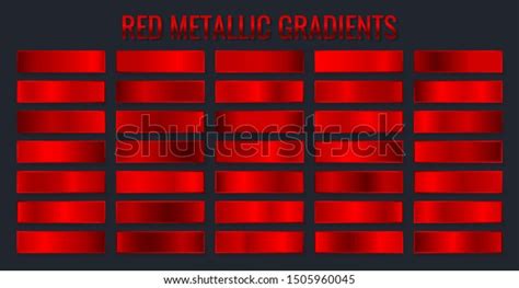 Collection Red Metallic Gradients Chrome Christmas Stock Vector